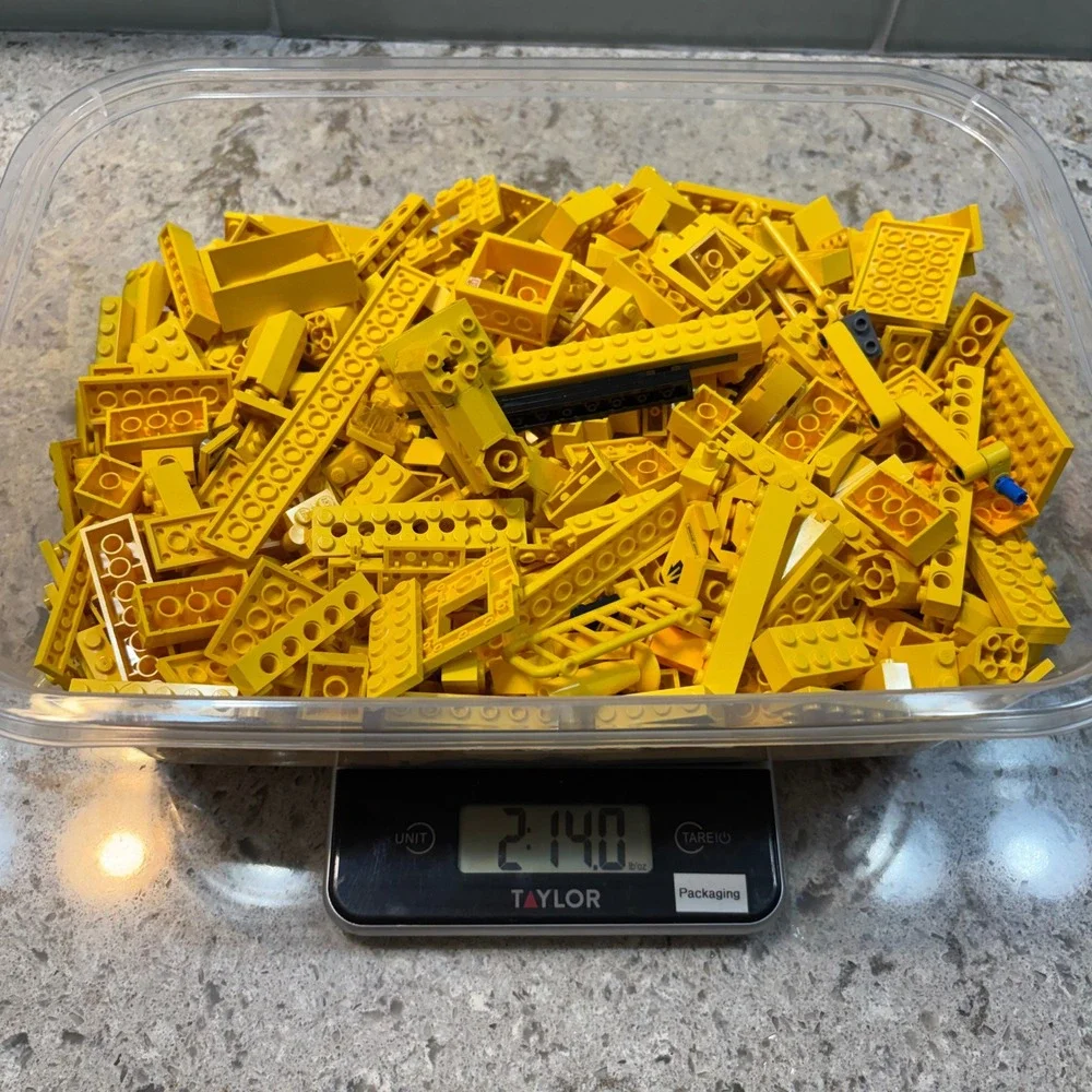 LEGO Bulk Lot Yellow Bricks Plates Pieces 2.14lb Assortment